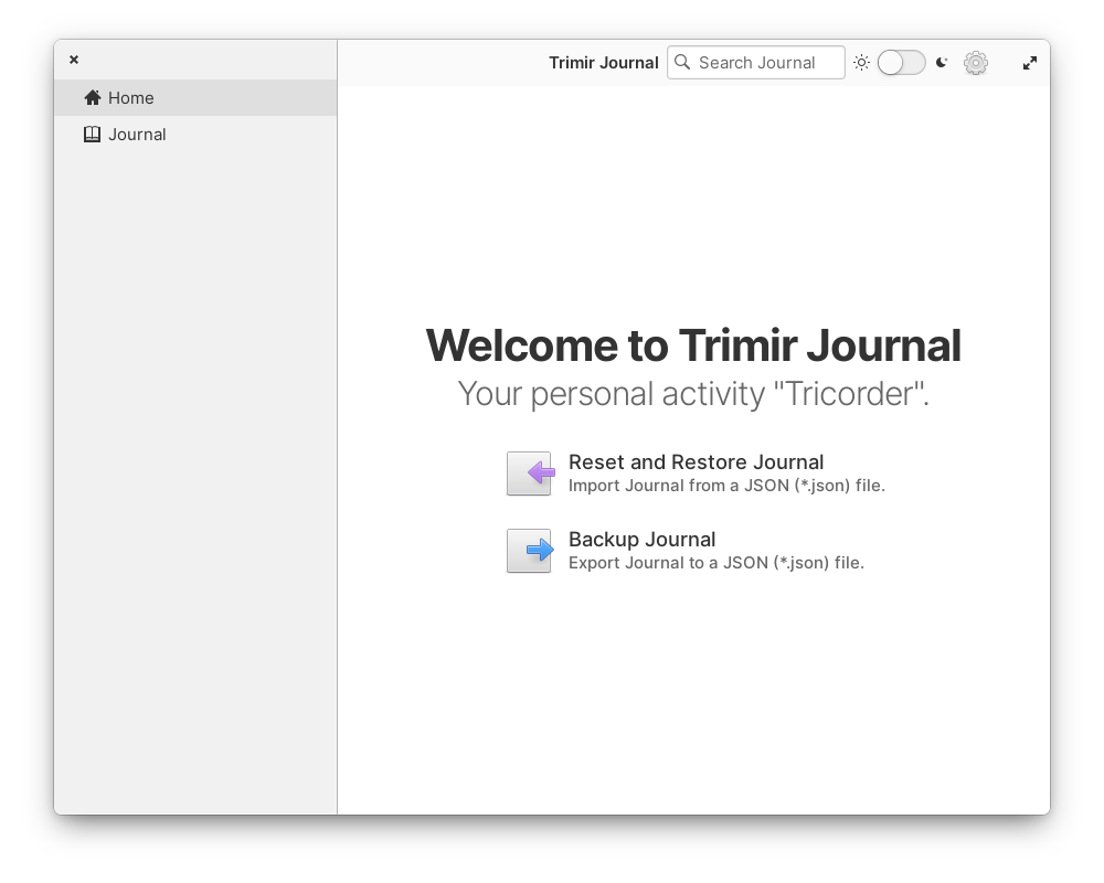 Screenshot Trimir Journal Welcome