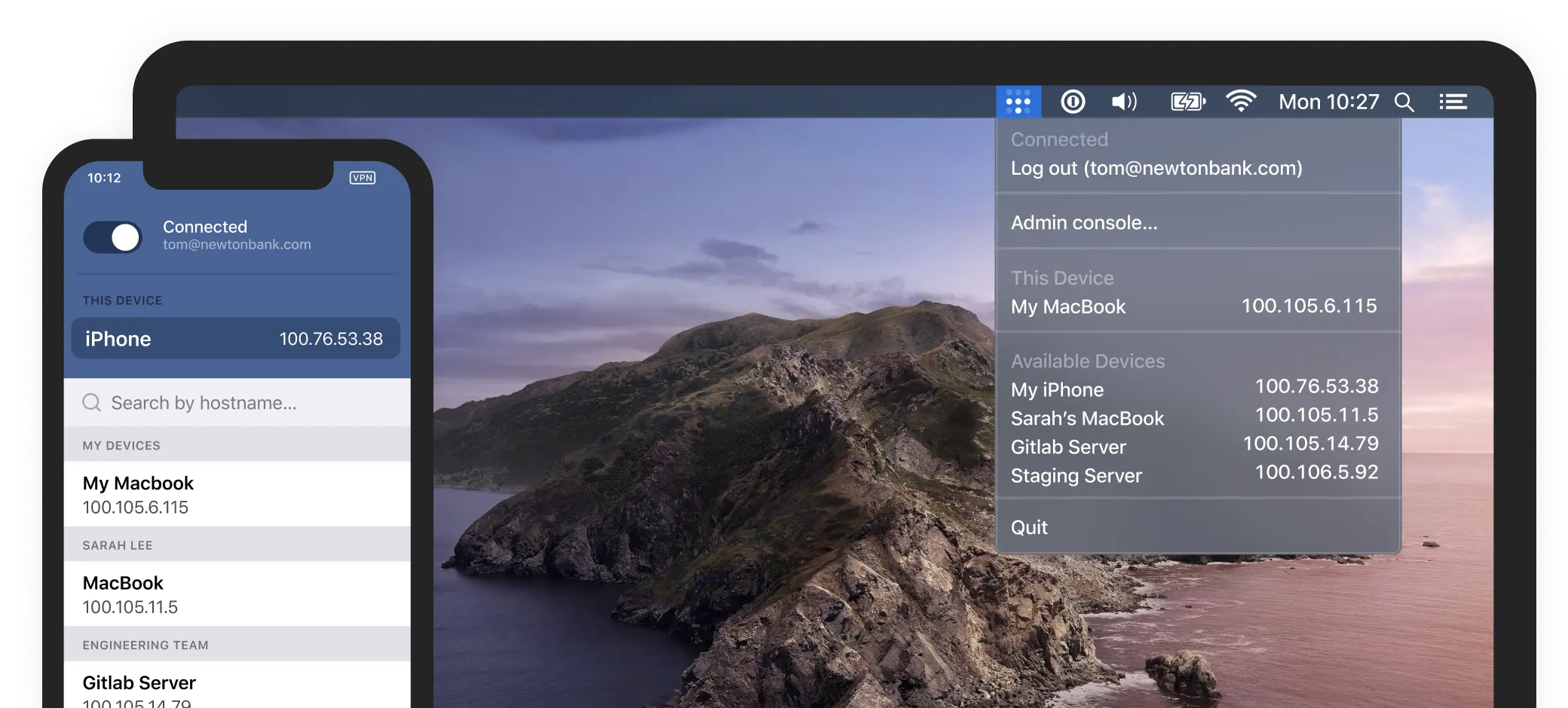 Screenshots Tailscale iOS & macOS, src: tailscale.com Screenshots Tailscale iOS & macOS, src: tailscale.com